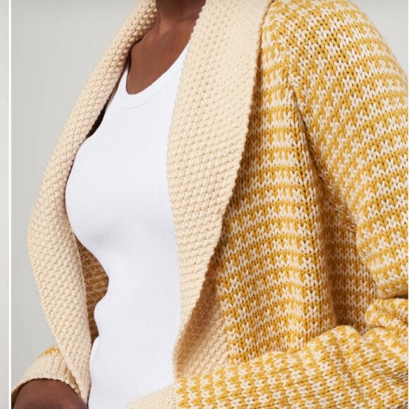 THE GREAT. Yellow and Cream Cardigan - Picture 4 of 10